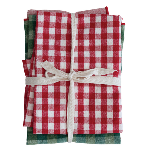 Red & Green Mixed Tea Towels - Set of 3