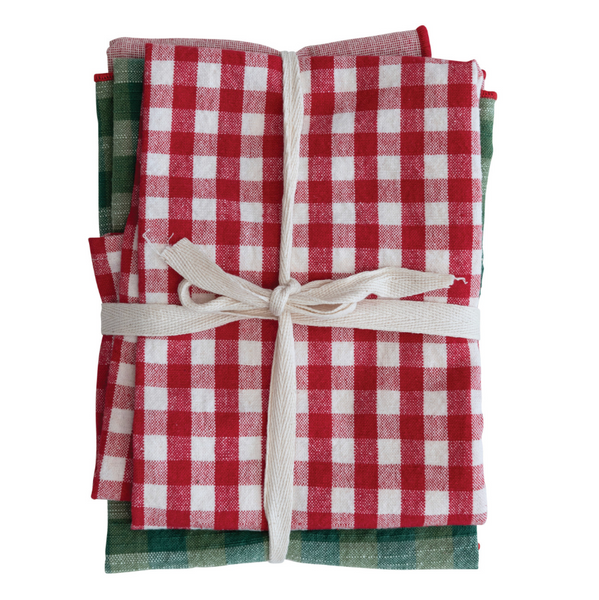 Red & Green Mixed Tea Towels - Set of 3