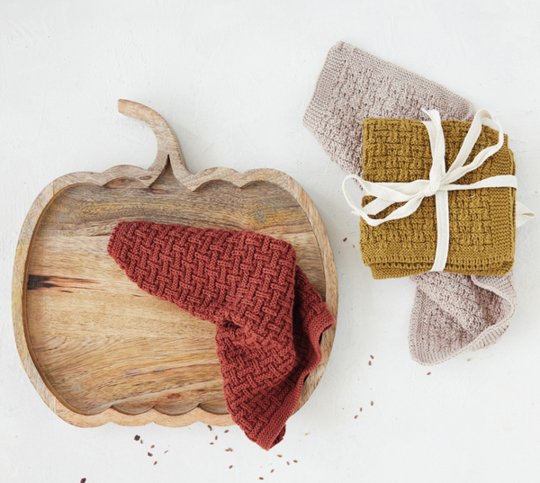 Autumn Cotton Knit Dishcloths - Set of 3