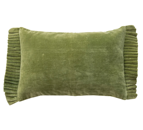 Green Velvet Ruffle Pillow