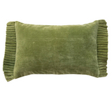 Green Velvet Ruffle Pillow
