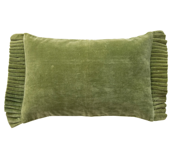 Green Velvet Ruffle Pillow