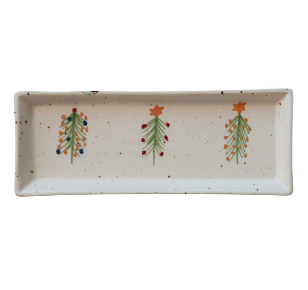 Speckled Christmas Tree Stoneware Platter