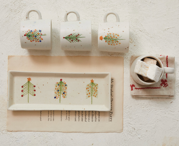 Speckled Christmas Tree Stoneware Platter