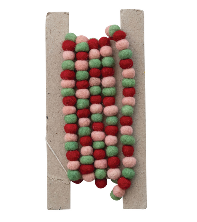Festive Wool Felt Ball Garland