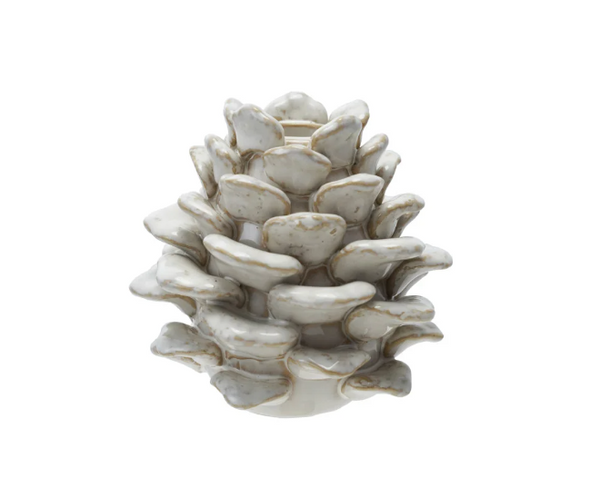 Cream Pinecone Taper Holder