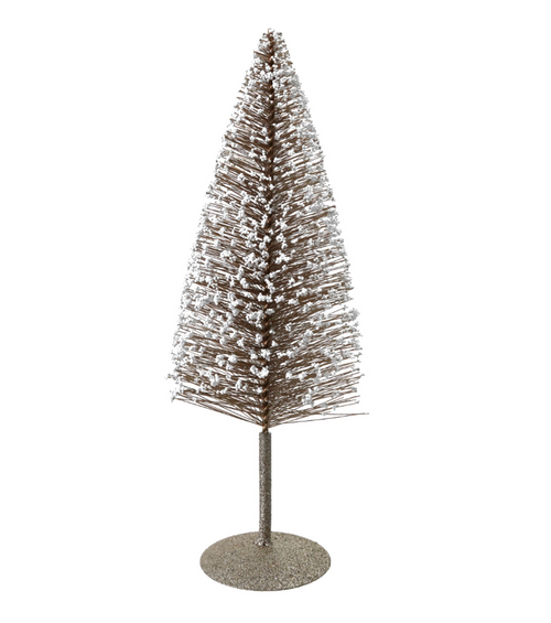 Soft Gold Snowy Bottle Brush Trees