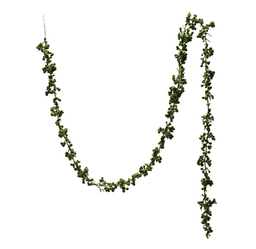 Green Flocked Cluster Garland - 72"L