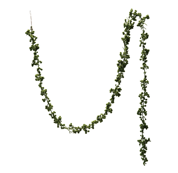 Green Flocked Cluster Garland - 72"L