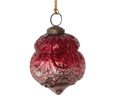 Red Ombre Embossed Glass Ornament