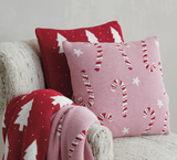 Red & White Tree Knit Pillow