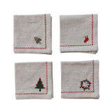 Holiday Cotton Cocktail Napkins - Set of 4