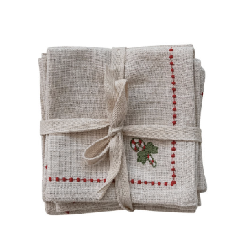 Holiday Cotton Cocktail Napkins - Set of 4