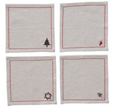 Holiday Cotton Cocktail Napkins - Set of 4