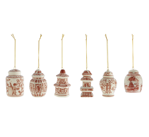 Burgundy Ginger Jar Ornaments