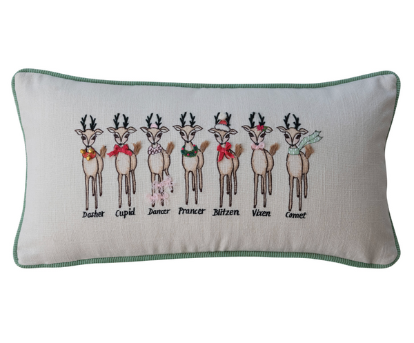 Santa's Reindeer Lumbar Pillow