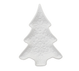 Embossed White Ceramic Tree Dish