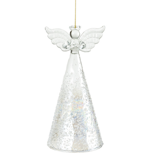 Iced Glass Angel Ornament