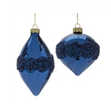 Navy Beaded Glass Ornaments