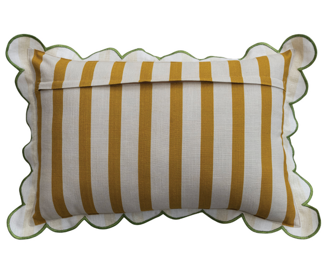 Yellow Stripe Scalloped Pillow