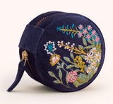 Navy Velvet Floral Jewelry Box