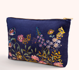Navy Velvet Floral Vanity Bag