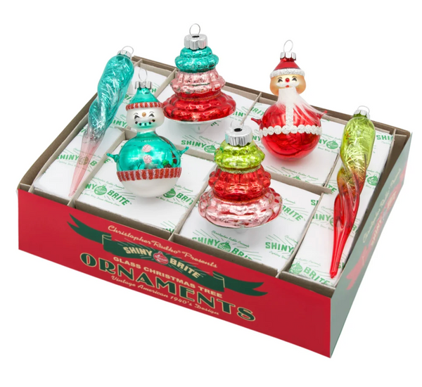Shiny Brite - Festive Fete 6 Count Mixed Shapes & Figures