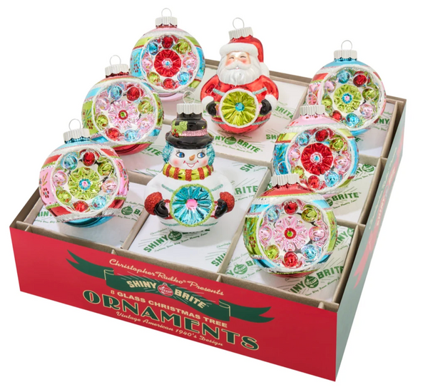 Shiny Brite - Festive Fete 8 Count Figures & Reflector Rounds