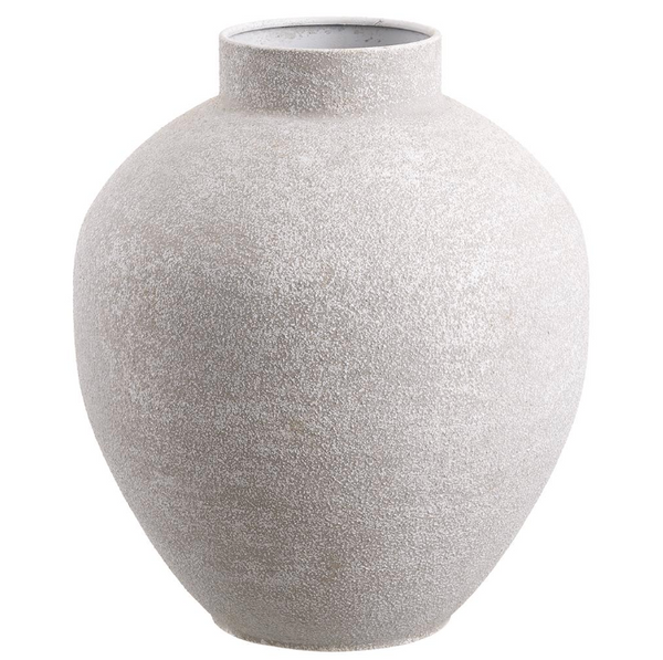 Whitewashed Bulbous Metal Planter