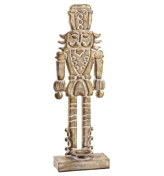 Antique Gold Nutcracker Candle Holder