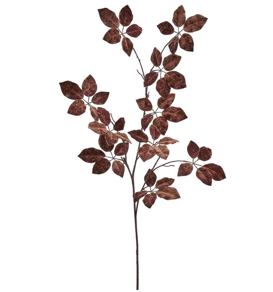 Brown Velvet Schefflera Leaf Spray - 50"