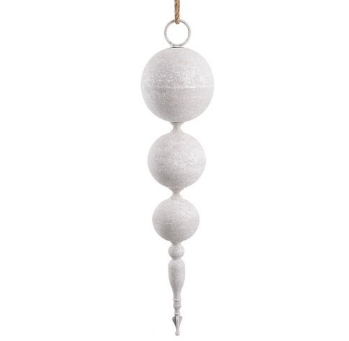 Whitewash Ball Finial Ornaments