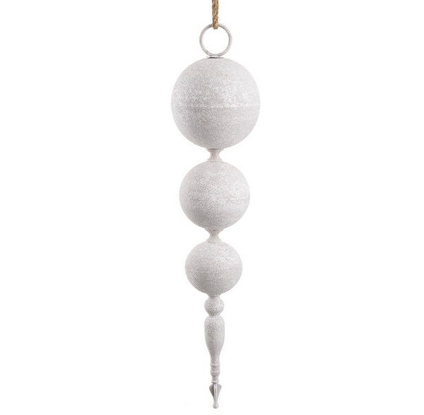 Whitewash Ball Finial Ornaments