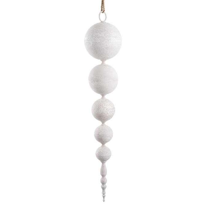 Whitewash Ball Finial Ornaments