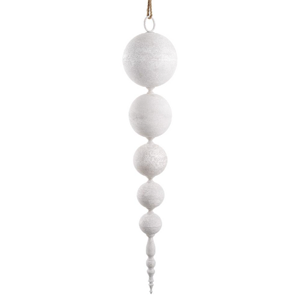 Whitewash Ball Finial Ornaments