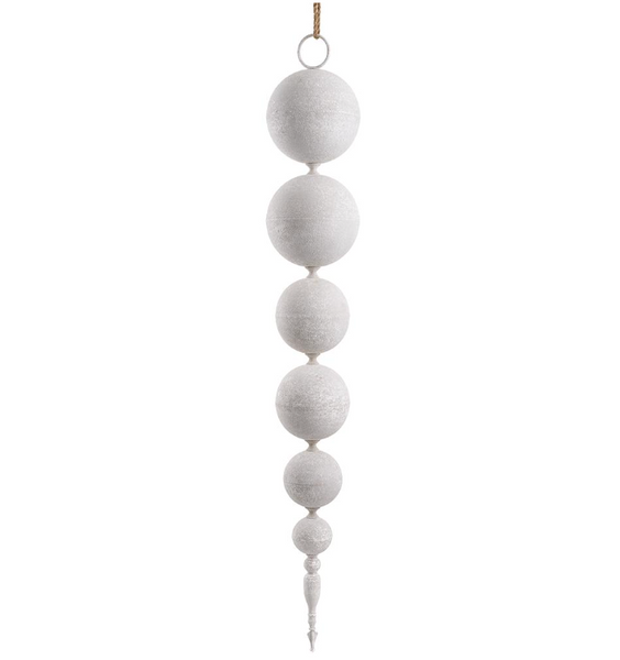 Whitewash Ball Finial Ornaments