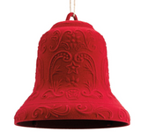Red Flocked Bell Ornaments