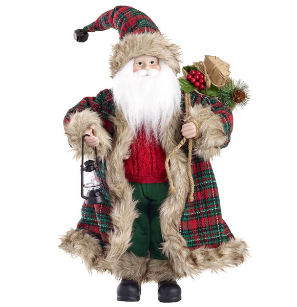 Plaid Santa with Lantern