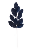 Navy Glittered Magnolia Leaf Spray