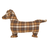 Brown Plaid Dachshund Pillow
