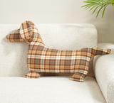 Brown Plaid Dachshund Pillow