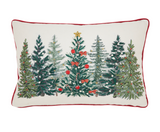 Embroidered Christmas Tree Lumbar Pillow