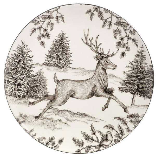 Black & White Reindeer Plate