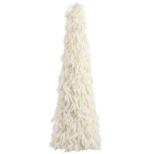 White Furry Cone Topiaries