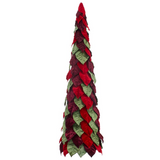 Red & Green Velvet Leaf Cone Tree
