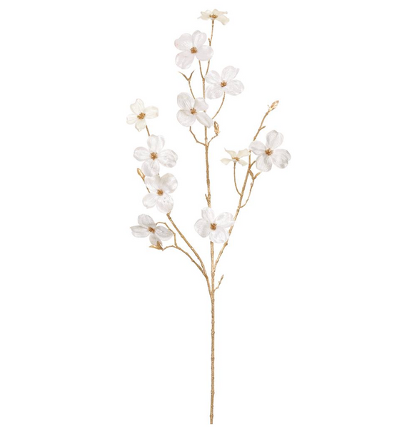 Cream Velvet Dogwood Spray - 40"