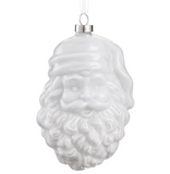 White Glass Santa Head Ornament