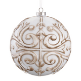 Cream & Gold Glass Ball Ornament