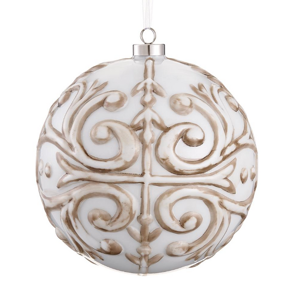Cream & Gold Glass Ball Ornament