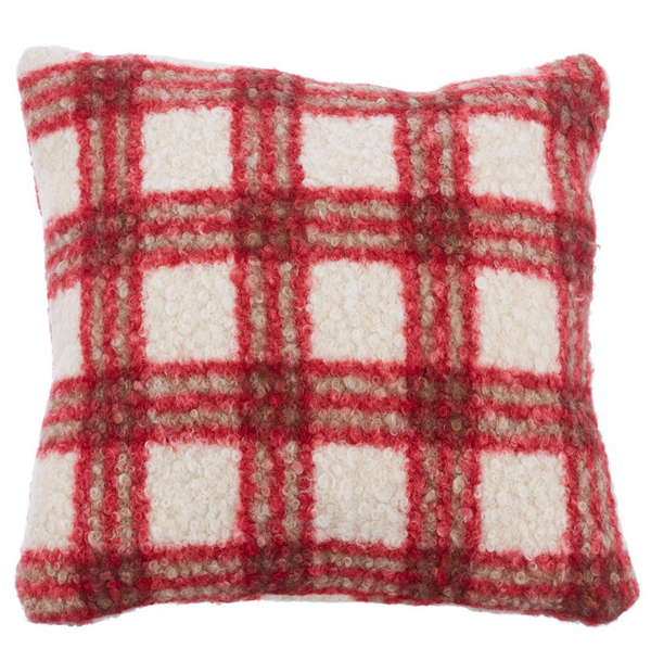 Red & White Curly Plaid Pillows